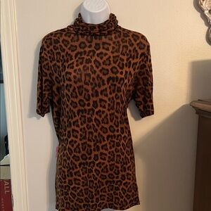 MICHAEL Michael Kors Brown Leopard Print Short Sleeve Top